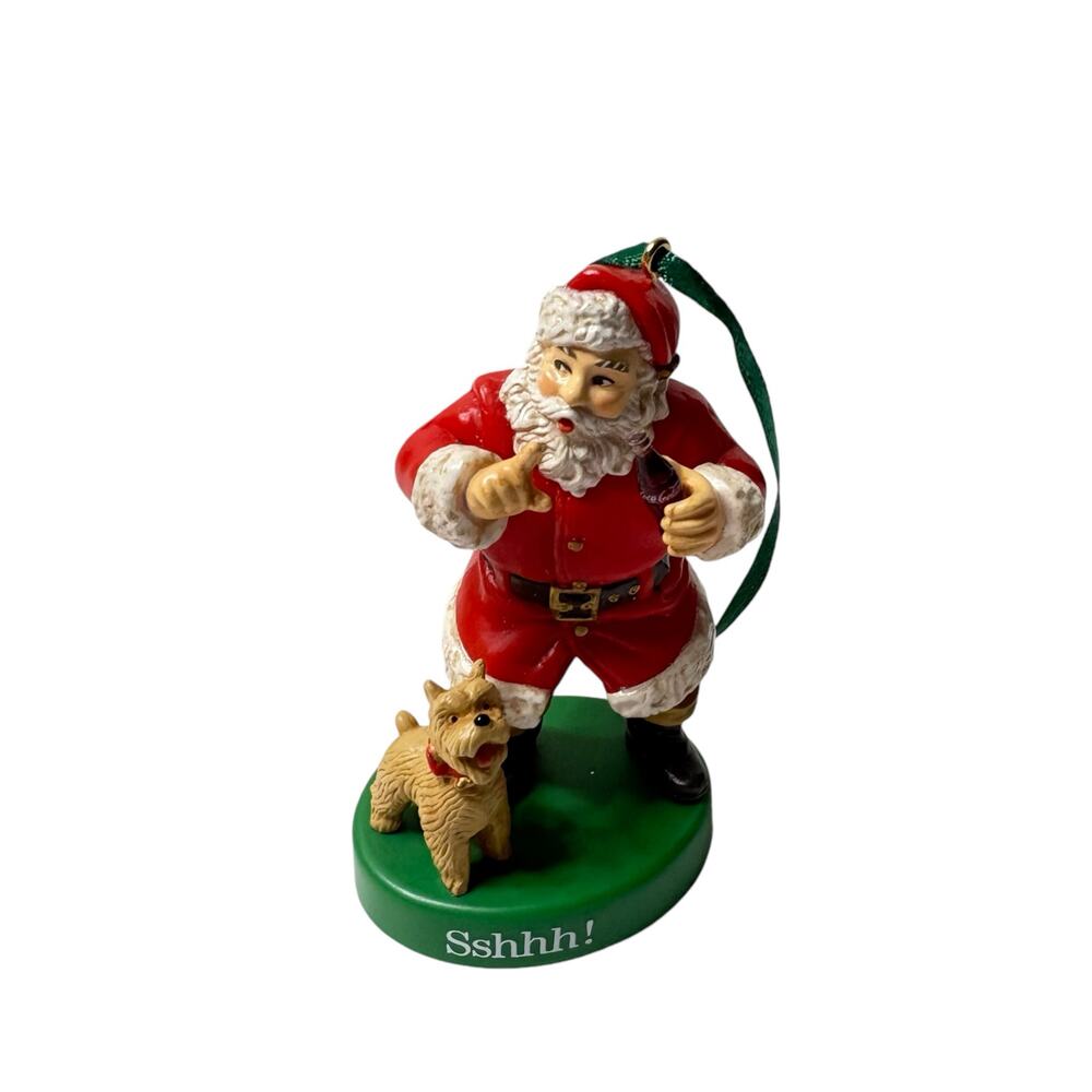 COCA-COLA x CARLTON CARDS | Vintage 1990 "Sshhh!" Santa Clause w Pup & a Coke